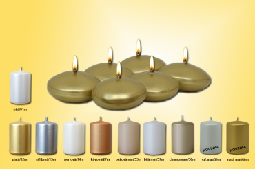 Plovoucí svíčky "Čočky" (6ks/bal) metal žluté odstíny